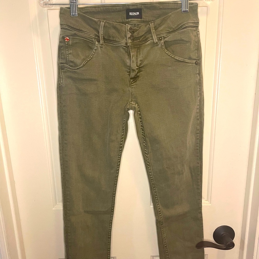Hudson London green low rise skinny Jean size 26